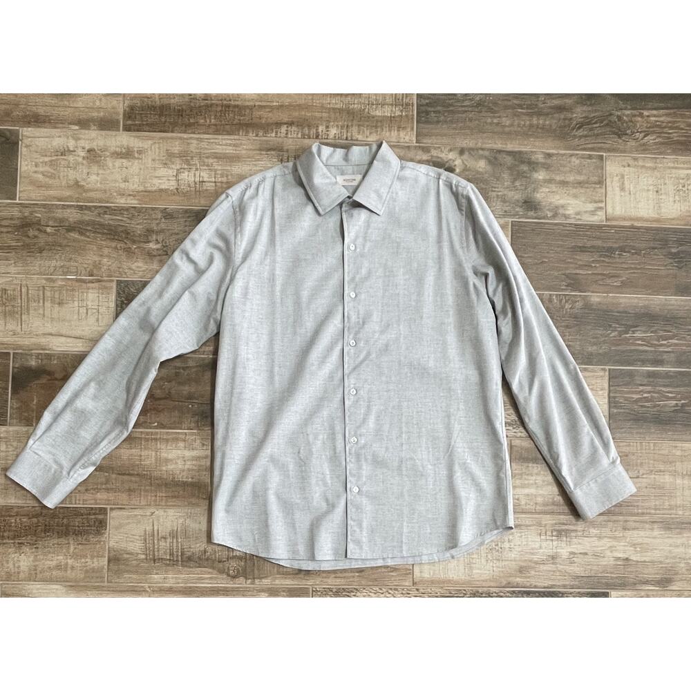 $1695 NWT Agnona Gray Cashmere Blend Dress Shirt Luxury Italian Button Front 2XL